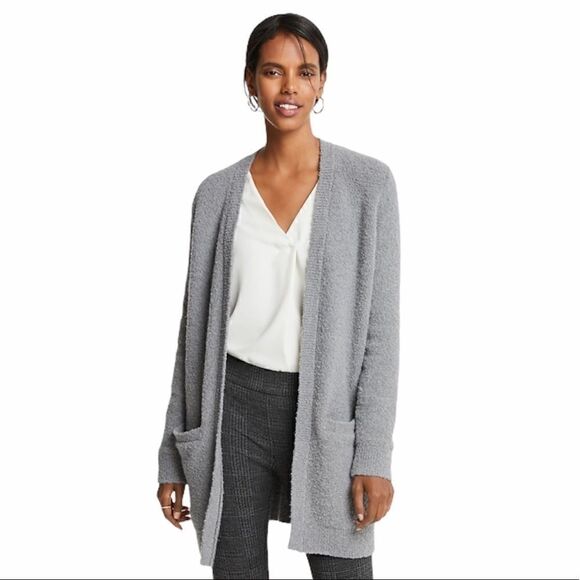 EUC Ann Taylor Luxe pocket boucle cardigan sz med - Picture 1 of 3